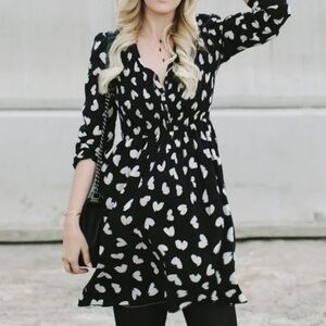Anthropologie / Maeve Black and White Heart Dress Size L